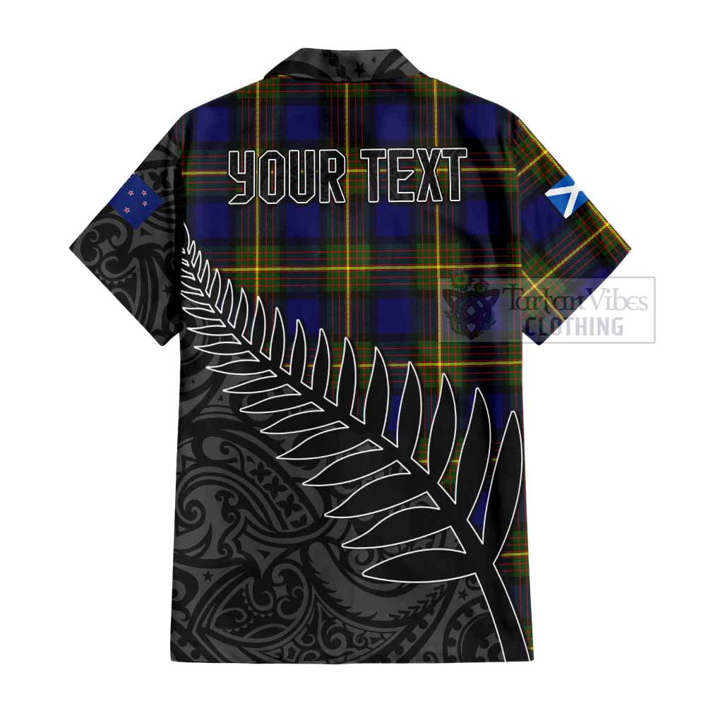 Tartan Vibes Clothing Moore Crest Tartan Short Sleeve Button Shirt with New Zealand Silver Fern Half Style