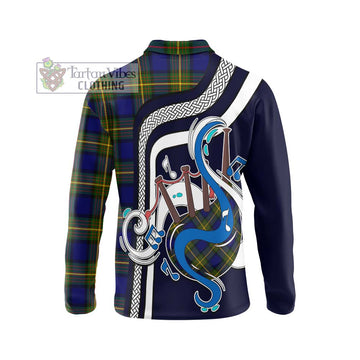 Moore Tartan Long Sleeve Polo Shirt with Epic Bagpipe Style