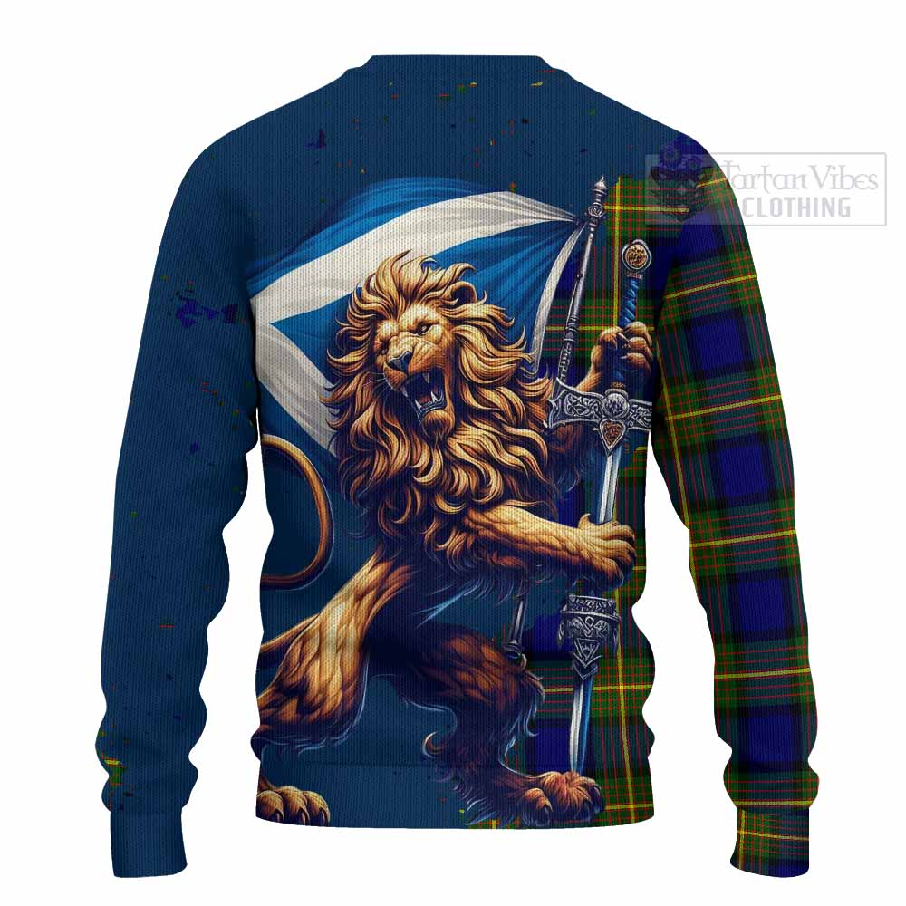 Tartan Vibes Clothing Moore Tartan Family Crest Knitted Sweater with Scottish Majestic Lion