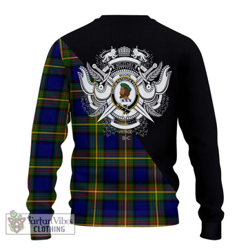 Moore Tartan Knitted Sweater with Family Crest and Military Logo Style