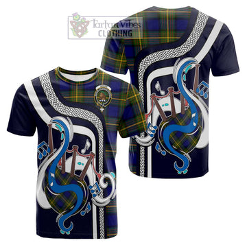 Moore Tartan Cotton T-shirt with Epic Bagpipe Style