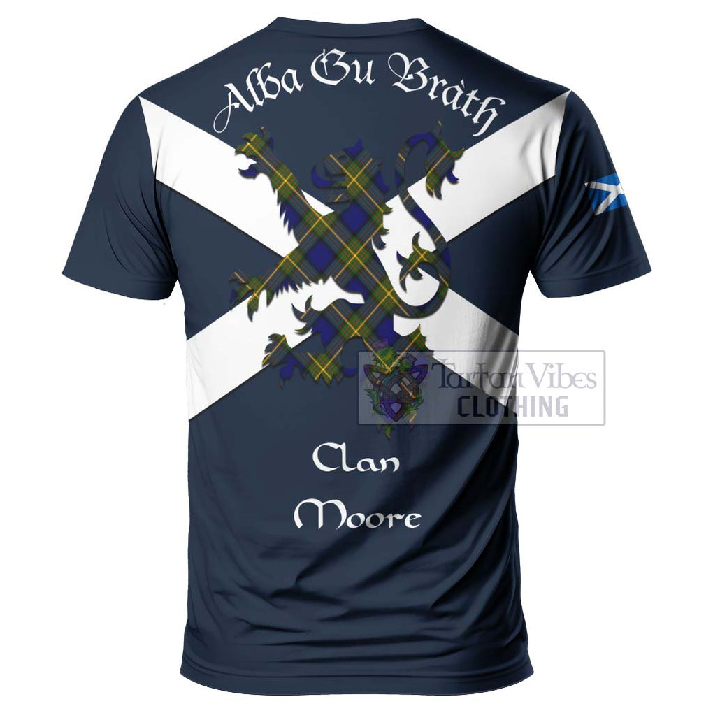 Tartan Vibes Clothing Moore Tartan Lion Rampant T-Shirt – Proudly Display Your Heritage with Alba Gu Brath and Clan Name