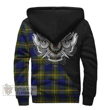 Moore Tartan Sherpa Hoodie with Family Crest and Military Logo Style