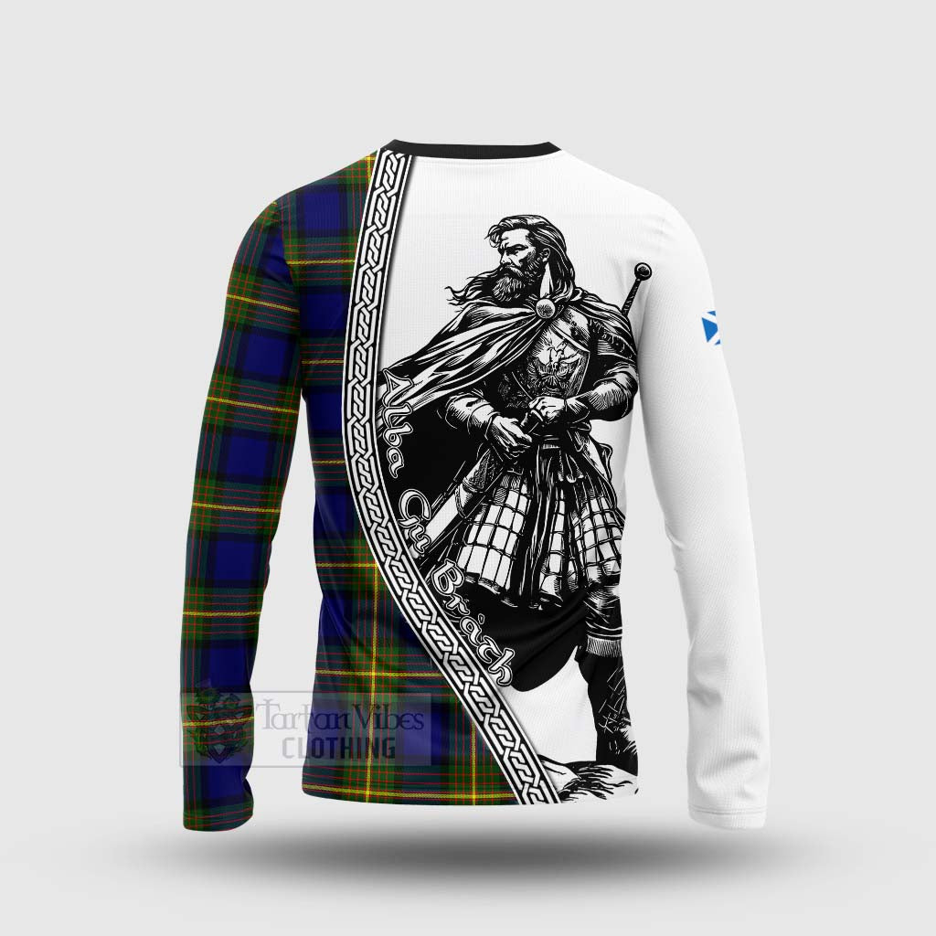 Tartan Vibes Clothing Moore Tartan Clan Crest Long Sleeve T-Shirt with Highlander Warrior Celtic Style