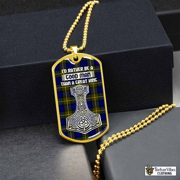 Moore Tartan Dog Tag Necklace Viking Mjolnir Style