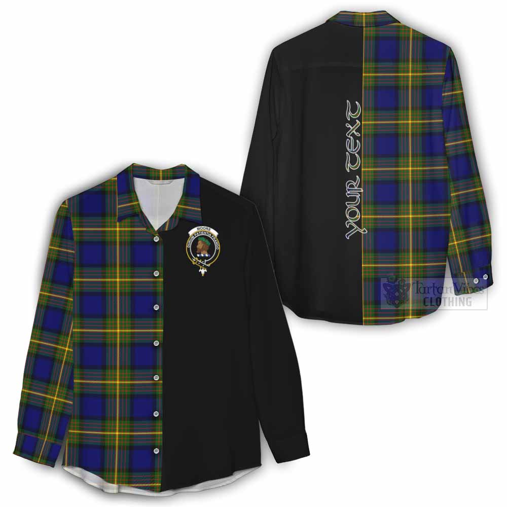 Tartan Vibes Clothing Moore Tartan Women's Casual Shirt with Family Crest and Half Of Me Style