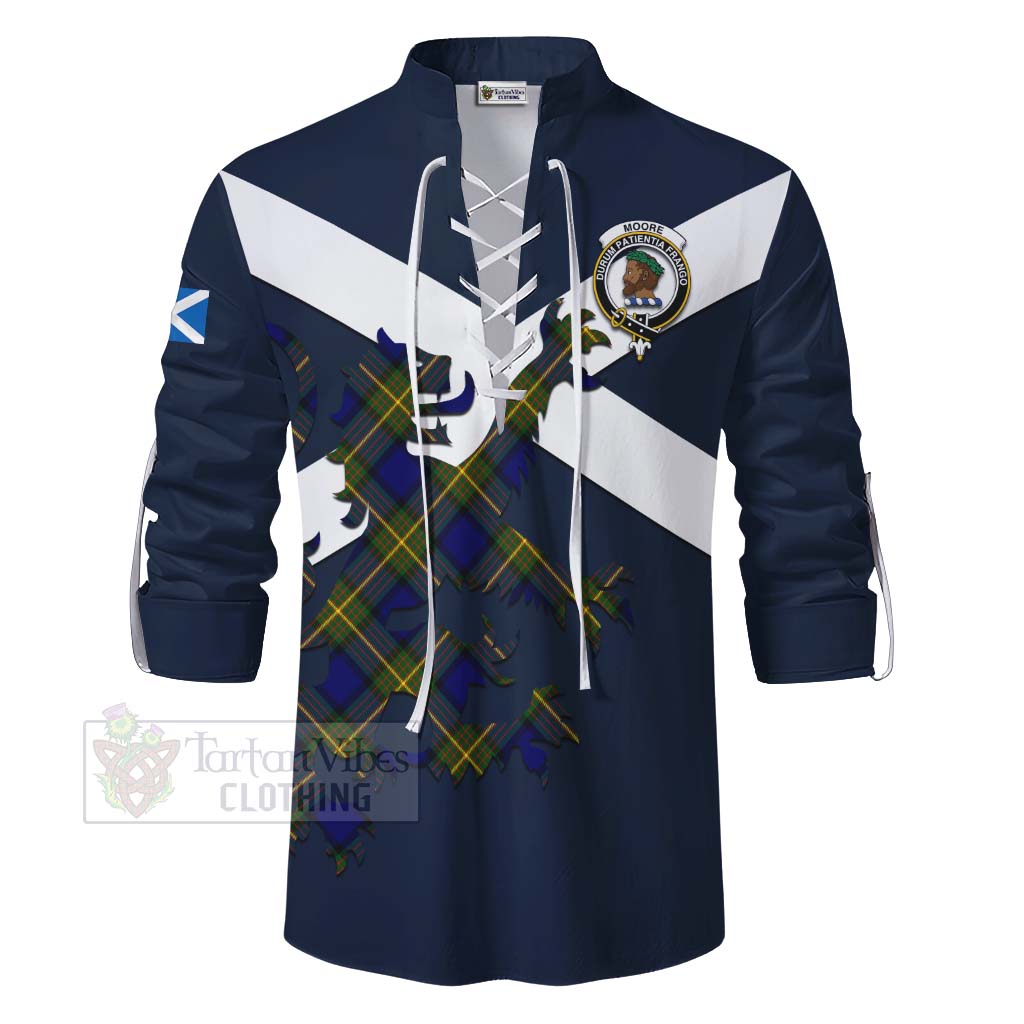 Tartan Vibes Clothing Moore Tartan Lion Rampant Ghillie Kilt Shirt Proudly Display Your Heritage with Alba Gu Brath and Clan Name