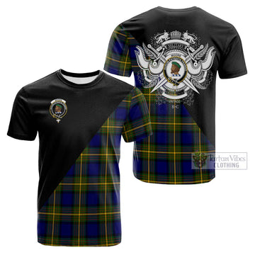 Moore Tartan Cotton T-shirt with Family Crest and Military Logo Style