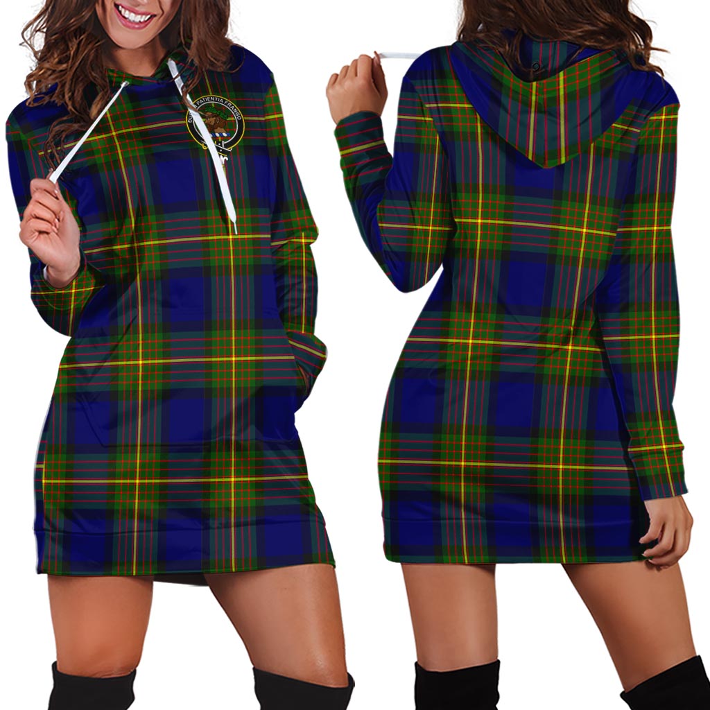 Moore Tartan Hoodie Dress with Family Crest - Tartanvibesclothing