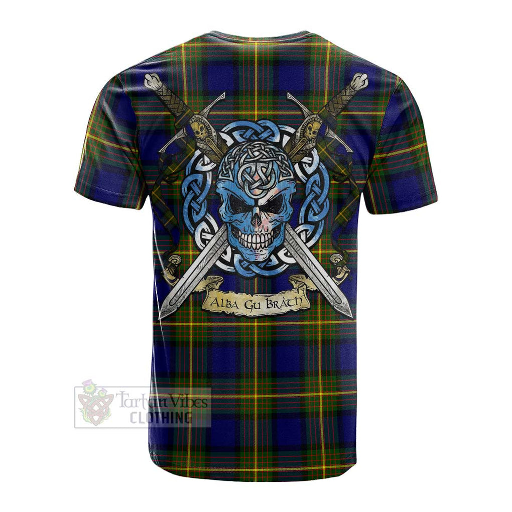 Tartan Vibes Clothing Moore Tartan Cotton T-shirt with Family Crest Celtic Skull Style