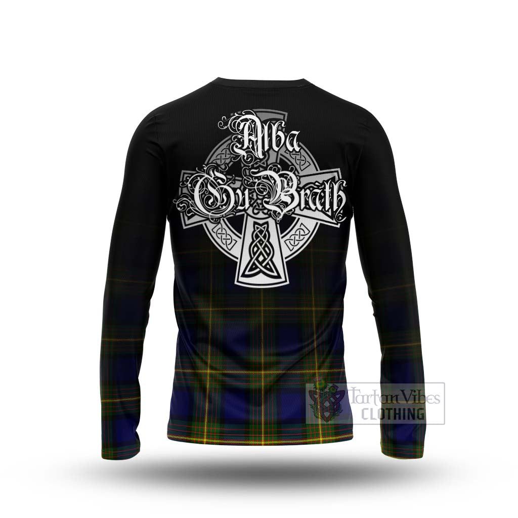 Tartan Vibes Clothing Moore Tartan Long Sleeve T-Shirt Featuring Alba Gu Brath Family Crest Celtic Inspired