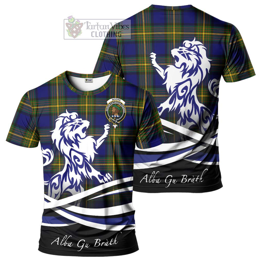 Tartan Vibes Clothing Moore Tartan Cotton T-shirt with Alba Gu Brath Regal Lion Emblem