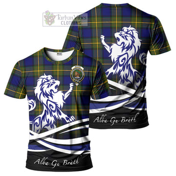 Moore Tartan Cotton T-shirt with Alba Gu Brath Regal Lion Emblem