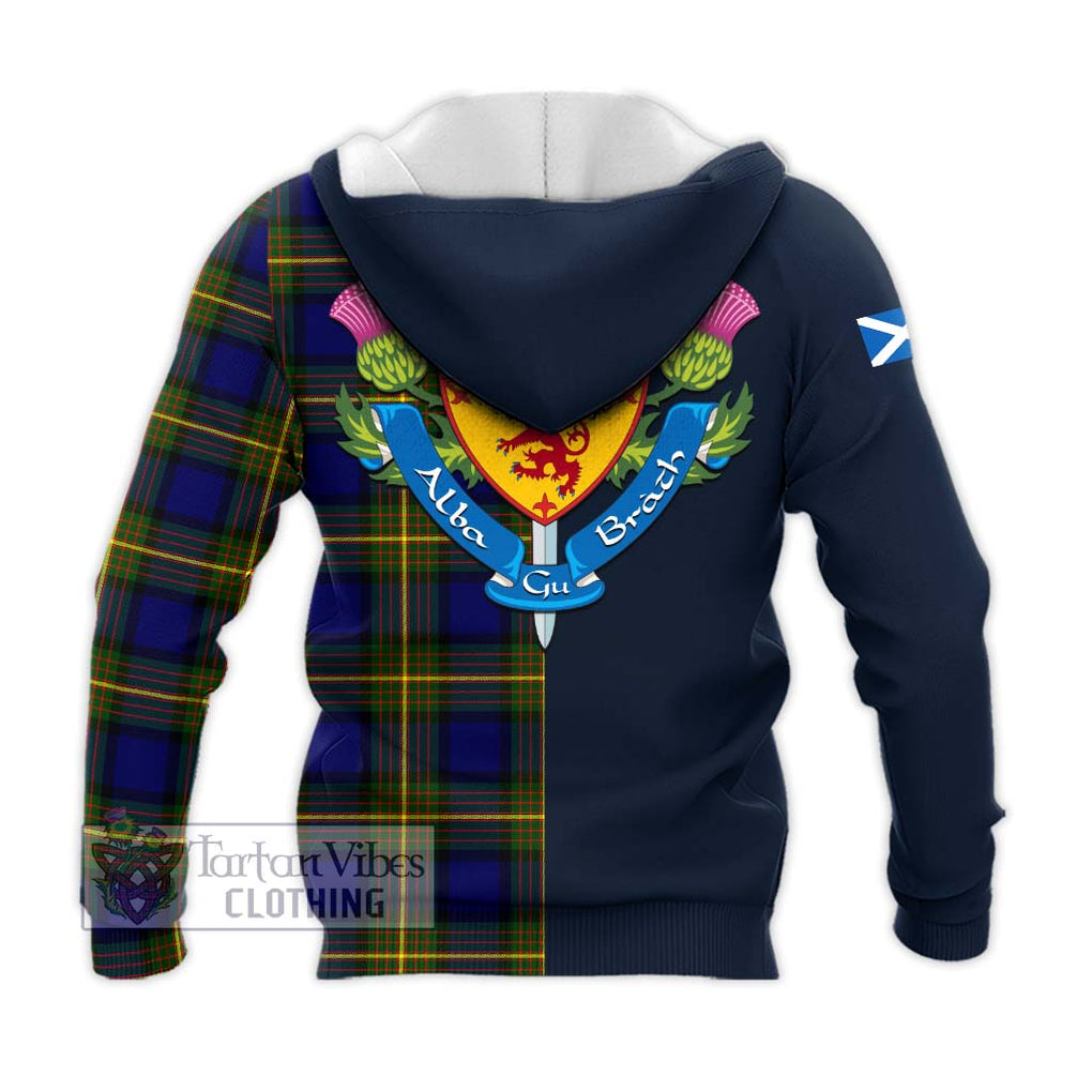 Tartan Vibes Clothing Moore Tartan Knitted Hoodie with Scottish Lion Royal Arm Half Style