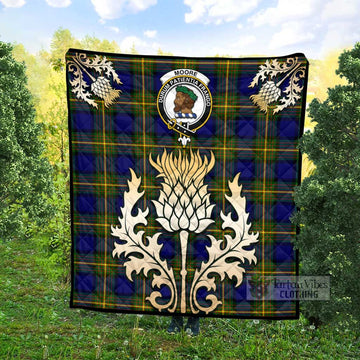 Moore Tartan Quilt with Family Crest and Golden Thistle Style