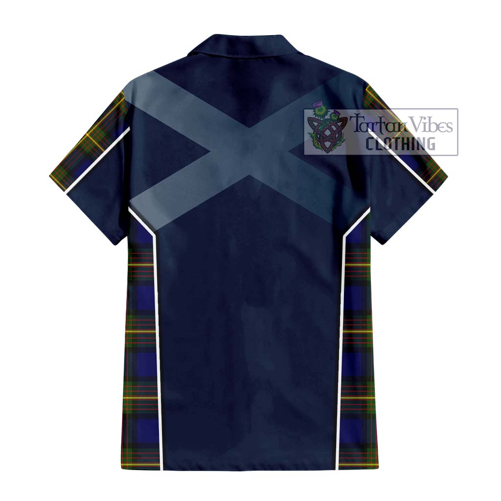 Tartan Vibes Clothing Moore Tartan Short Sleeve Button Shirt with Family Crest and Lion Rampant Vibes Sport Style