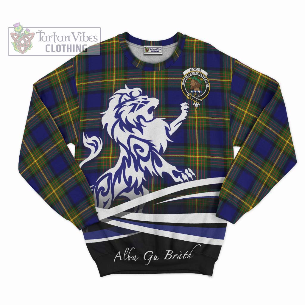 Tartan Vibes Clothing Moore Tartan Sweatshirt with Alba Gu Brath Regal Lion Emblem