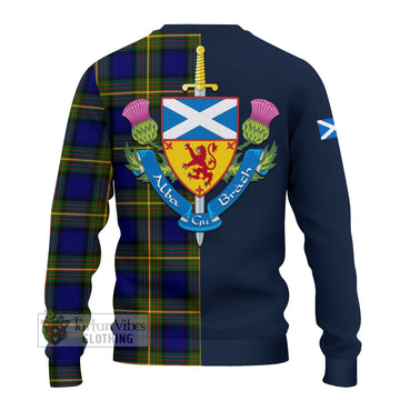 Moore Tartan Knitted Sweater with Scottish Lion Royal Arm Half Style