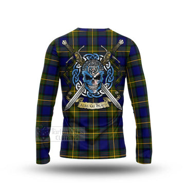 Moore Tartan Long Sleeve T-Shirt with Family Crest Celtic Skull Style