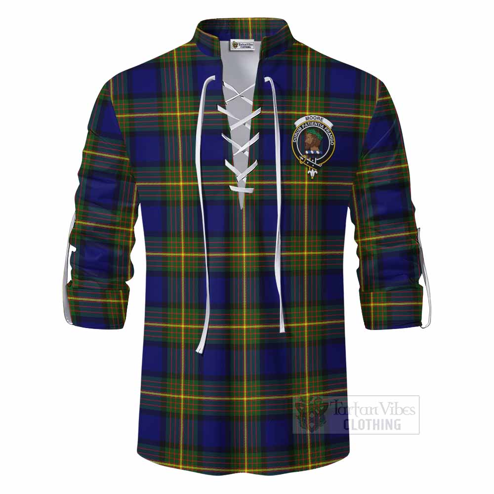 Tartan Vibes Clothing Moore Tartan Ghillie Kilt Shirt with Family Crest DNA In Me Style