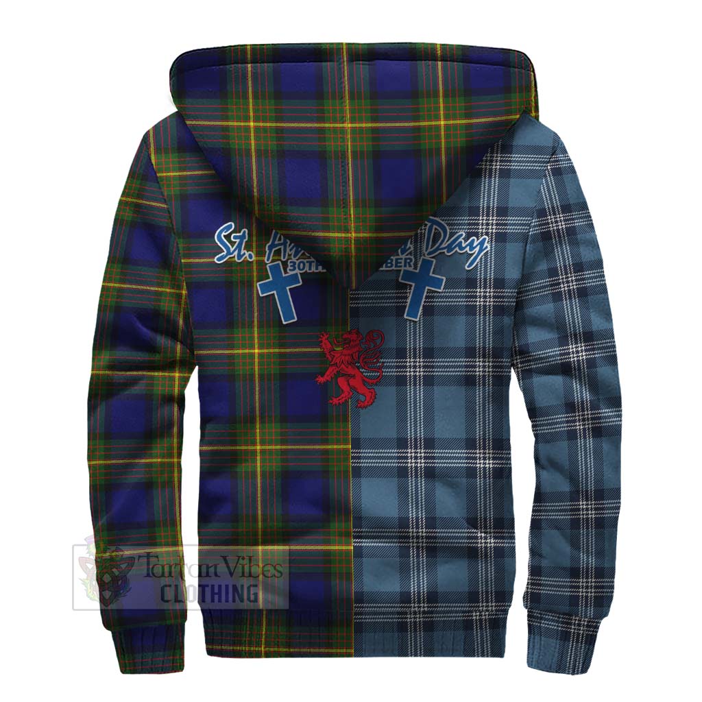 Tartan Vibes Clothing Moore Tartan Sherpa Hoodie Happy St. Andrew's Day Half Tartan Style