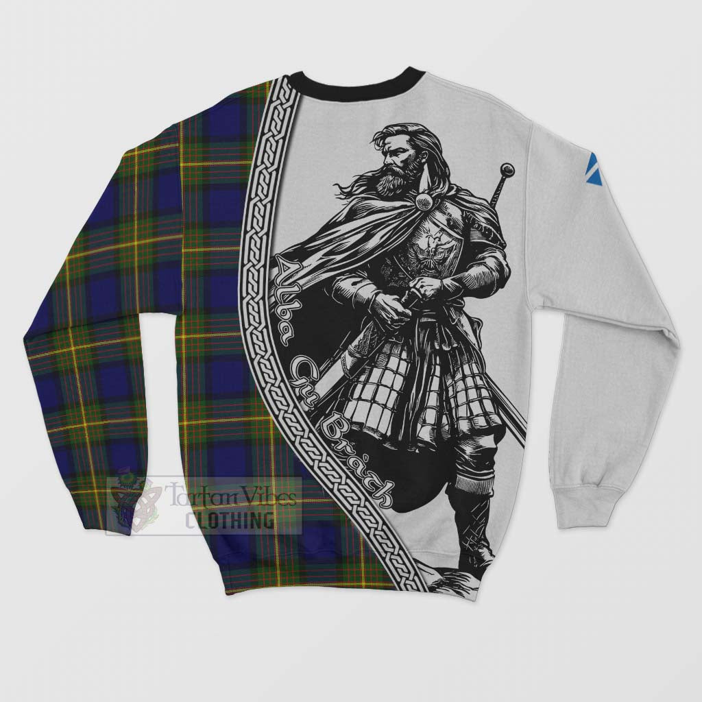 Tartan Vibes Clothing Moore Tartan Clan Crest Sweatshirt with Highlander Warrior Celtic Style