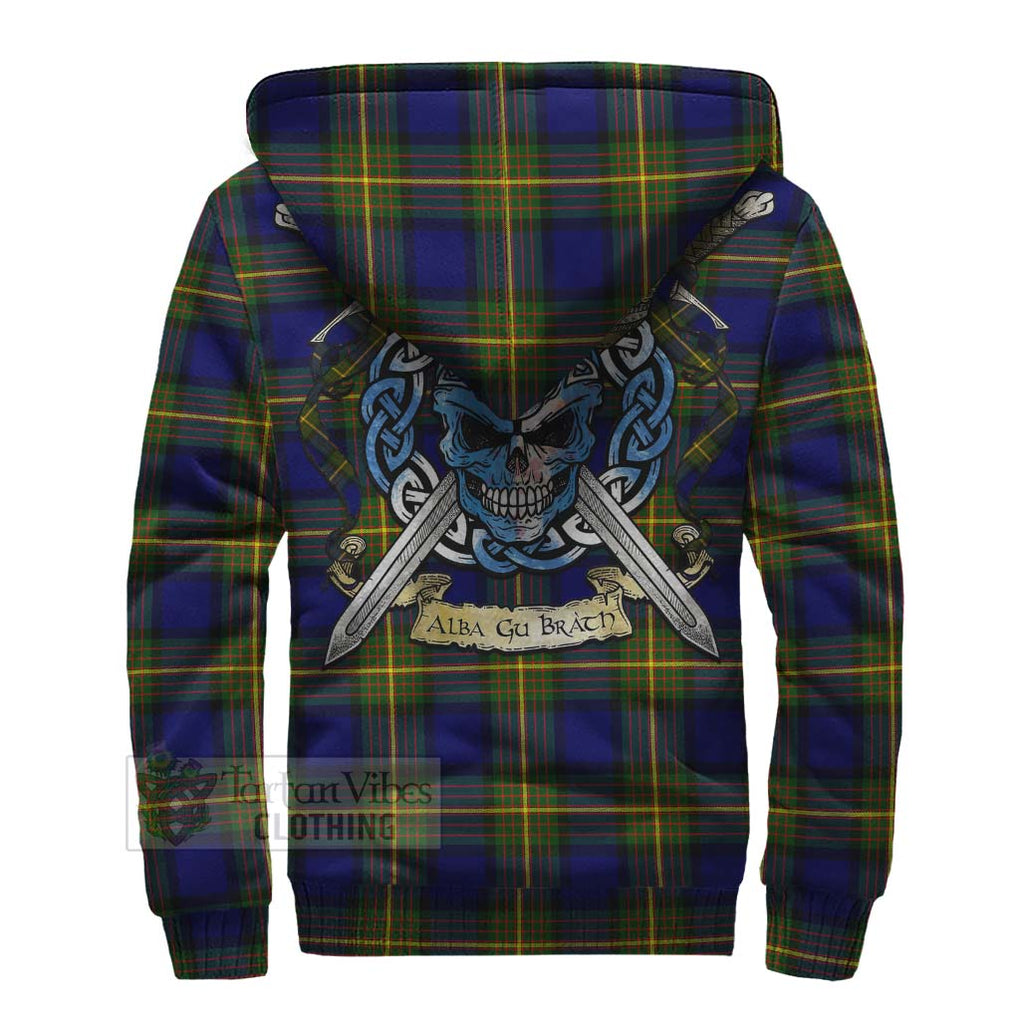 Tartan Vibes Clothing Moore Tartan Sherpa Hoodie with Family Crest Celtic Skull Style