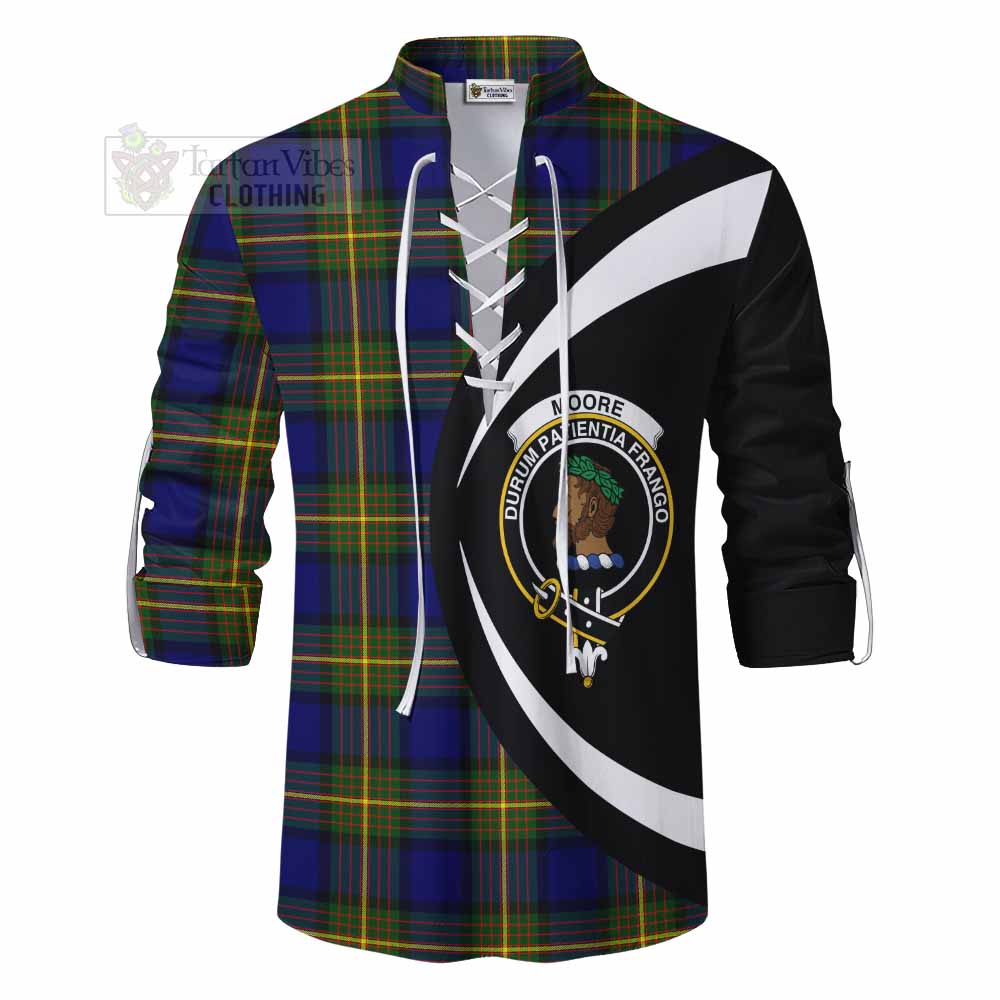 Tartan Vibes Clothing Moore Tartan Ghillie Kilt Shirt with Family Crest Circle Style