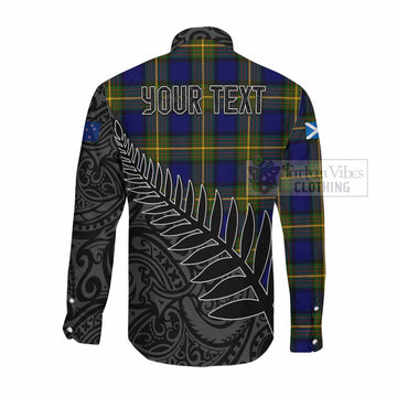 Moore Crest Tartan Long Sleeve Button Shirt with New Zealand Silver Fern Half Style