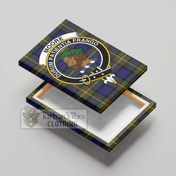 Moore Tartan Canvas Print Wall Art with Family Crest