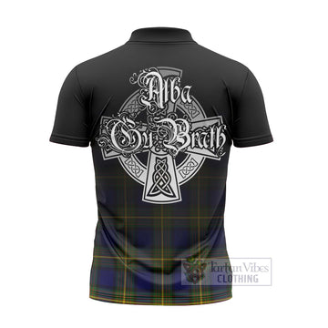 Moore Tartan Zipper Polo Shirt Featuring Alba Gu Brath Family Crest Celtic Inspired