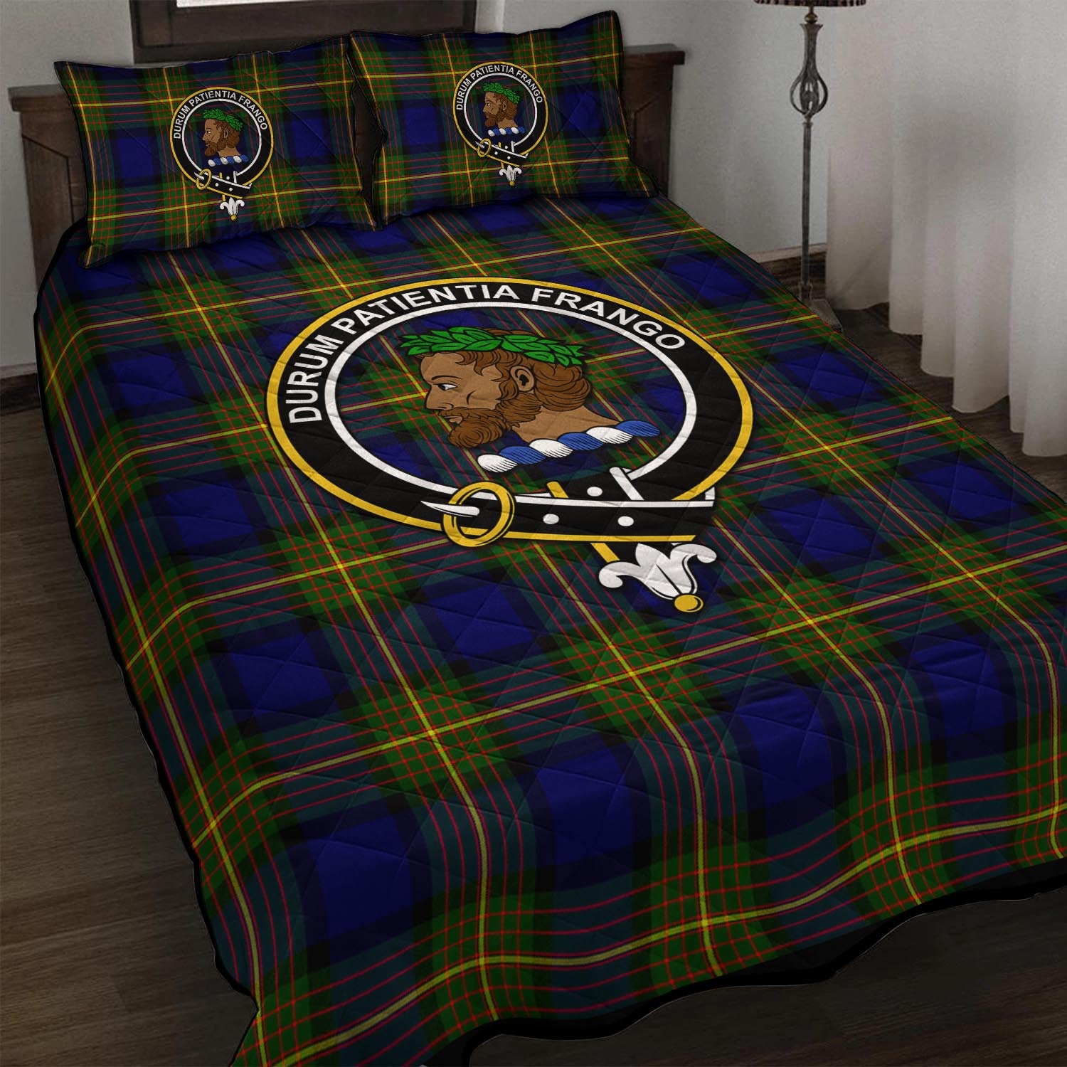 Moore Tartan Quilt Bed Set with Family Crest