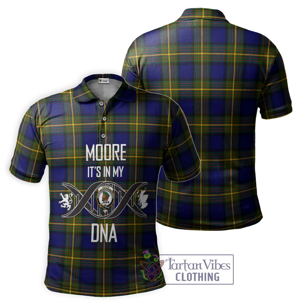 Tartan Vibes Clothing Moore Tartan Polo Shirt with Family Crest DNA In Me Style