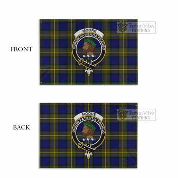 Moore Tartan House Flag with Family Crest