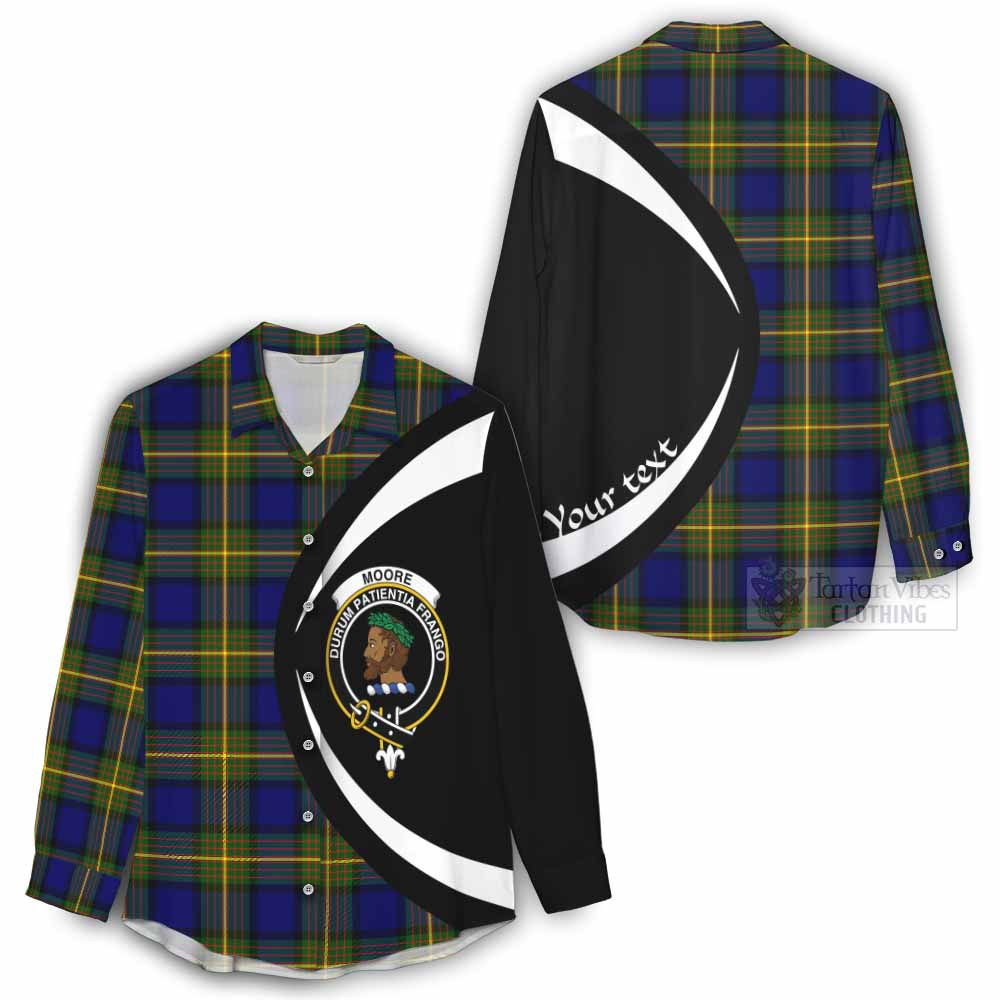 Tartan Vibes Clothing Moore Tartan Women's Casual Shirt with Family Crest Circle Style