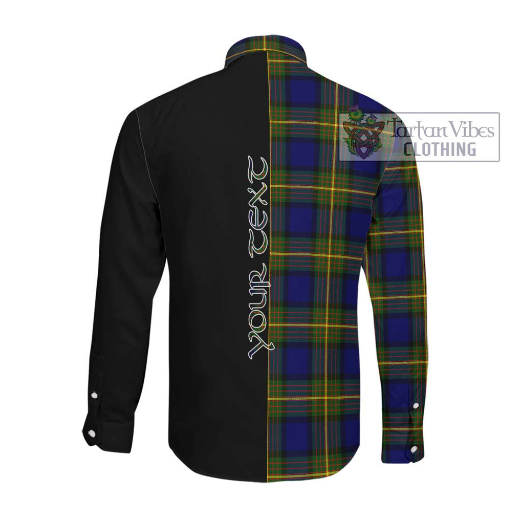 Moore Tartan Long Sleeve Button Shirt with Family Crest and Half Of Me Style Men's Shirt - Tartanvibesclothing Shop