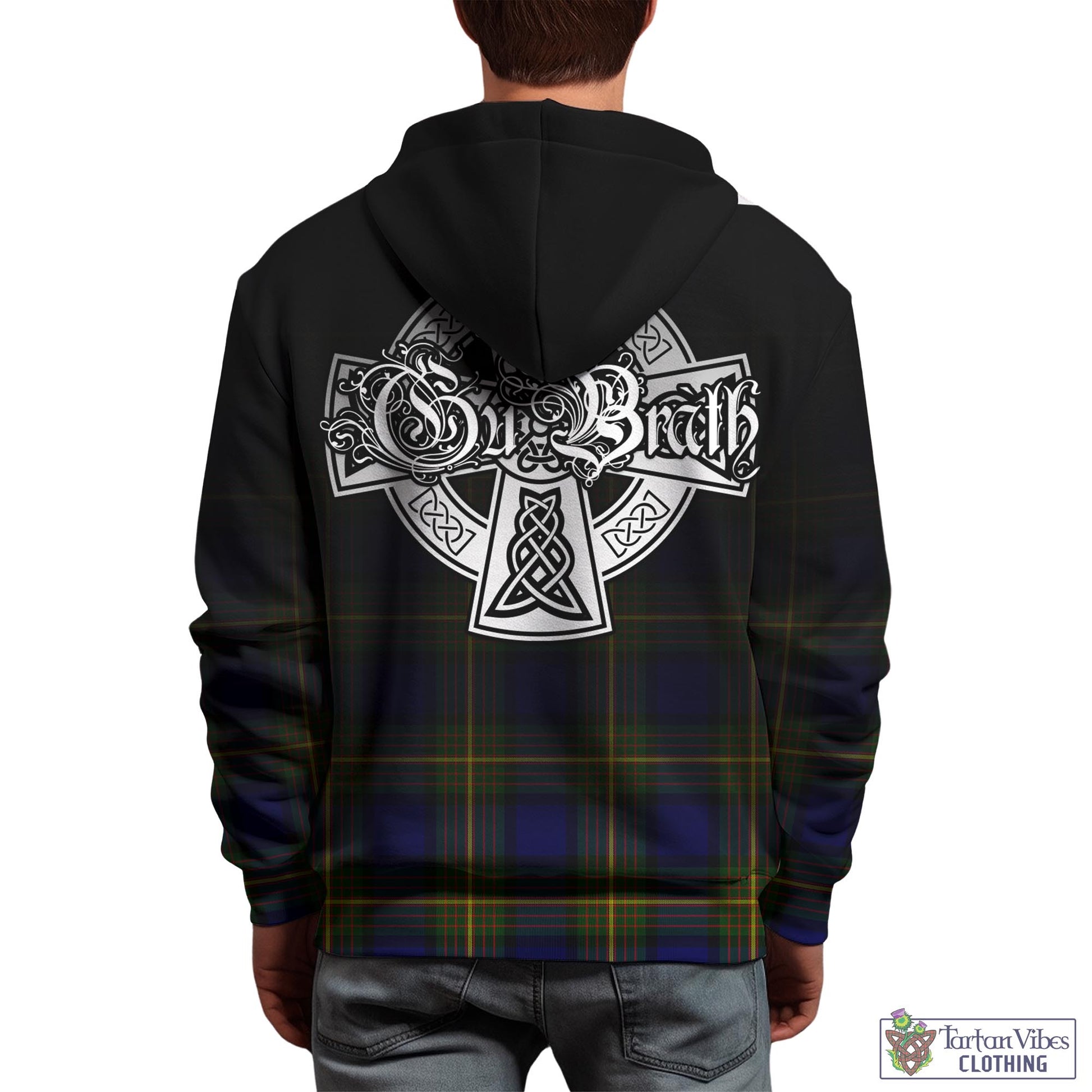 Tartan Vibes Clothing Moore Tartan Hoodie Featuring Alba Gu Brath Family Crest Celtic Inspired