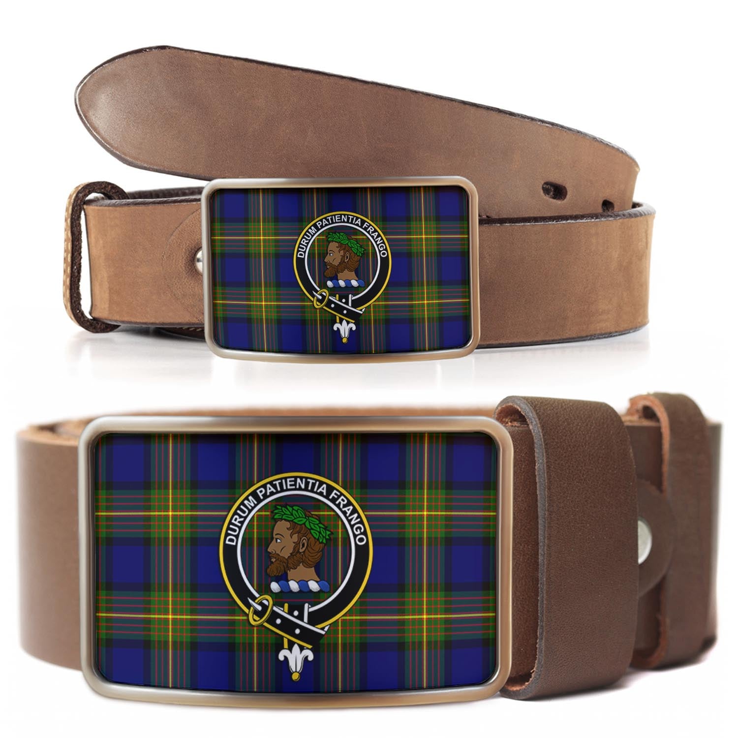 Moore Tartan Belt Buckles with Family Crest - Tartanvibesclothing