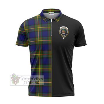 Moore Tartan Zipper Polo Shirt with Family Crest and Half Of Me Style