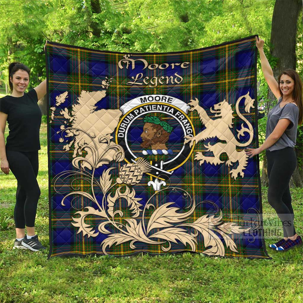 Tartan Vibes Clothing Moore Tartan Quilt with Family Crest and Scottish Symbol Style