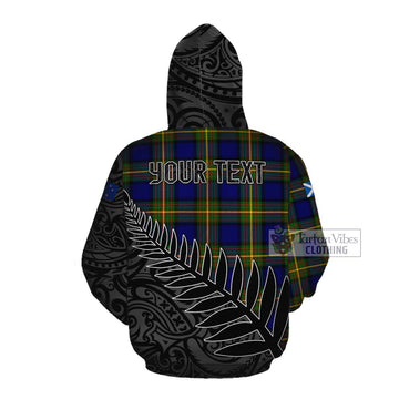 Moore Crest Tartan Cotton Hoodie with New Zealand Silver Fern Half Style Pullover Hoodie - Tartan Vibes Clothing