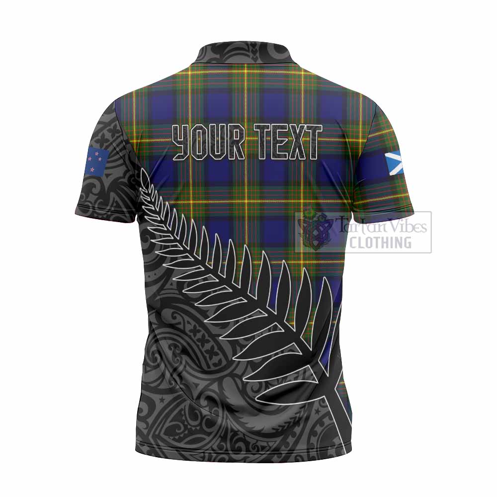 Tartan Vibes Clothing Moore Crest Tartan Zipper Polo Shirt with New Zealand Silver Fern Half Style