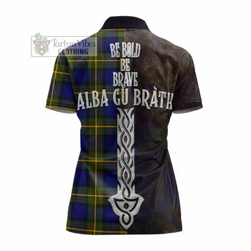 Moore Tartan Family Crest Women's Polo Shirt Alba Gu Brath Be Brave Lion Ancient Style - Tartan Vibes Clothing
