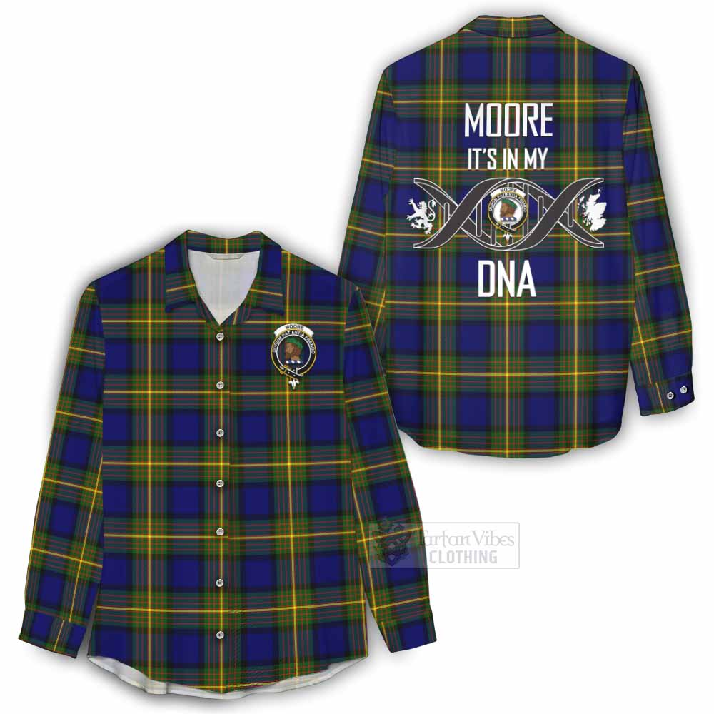 Tartan Vibes Clothing Moore Tartan Women's Casual Shirt with Family Crest DNA In Me Style