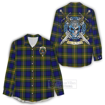 Moore Tartan Women's Casual Shirt with Family Crest Celtic Skull Style