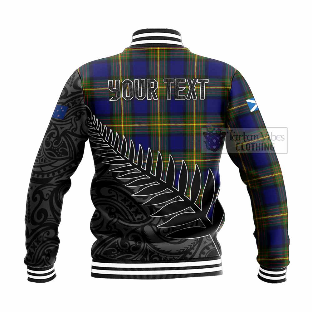 Tartan Vibes Clothing Moore Crest Tartan Baseball Jacket with New Zealand Silver Fern Half Style