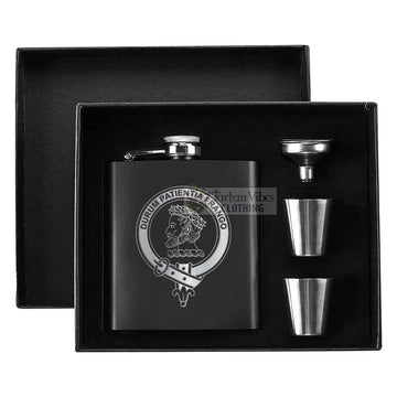 Moore Crest Hip Flask Set 7oz Black Stainless Steel with A Gift Box