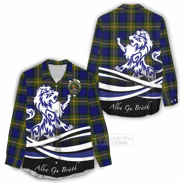 Moore Tartan Women's Casual Shirt with Alba Gu Brath Regal Lion Emblem