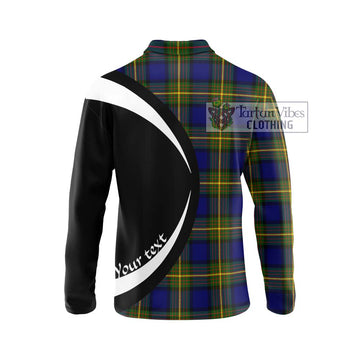 Moore Tartan Long Sleeve Polo Shirt with Family Crest Circle Style - Tartan Vibes Clothing
