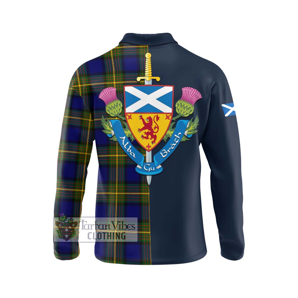 Tartan Vibes Clothing Moore Tartan Long Sleeve Polo Shirt with Scottish Lion Royal Arm Half Style